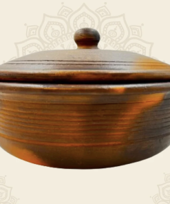 1.5 Liter Premium Handcrafted Clay Pan / Handi with Lid for Cooking and Serving. Color: Black